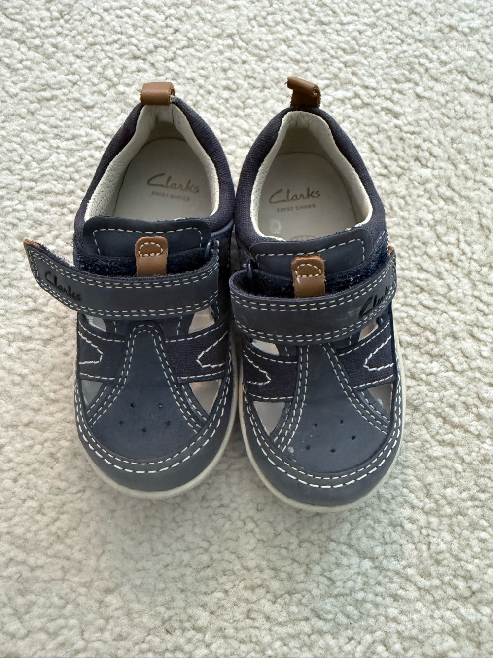 Clarks Navy and Tan Toddlers' Velcro Casual Shoes